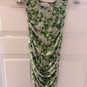 Topshop Green and White Floral Mini Dress